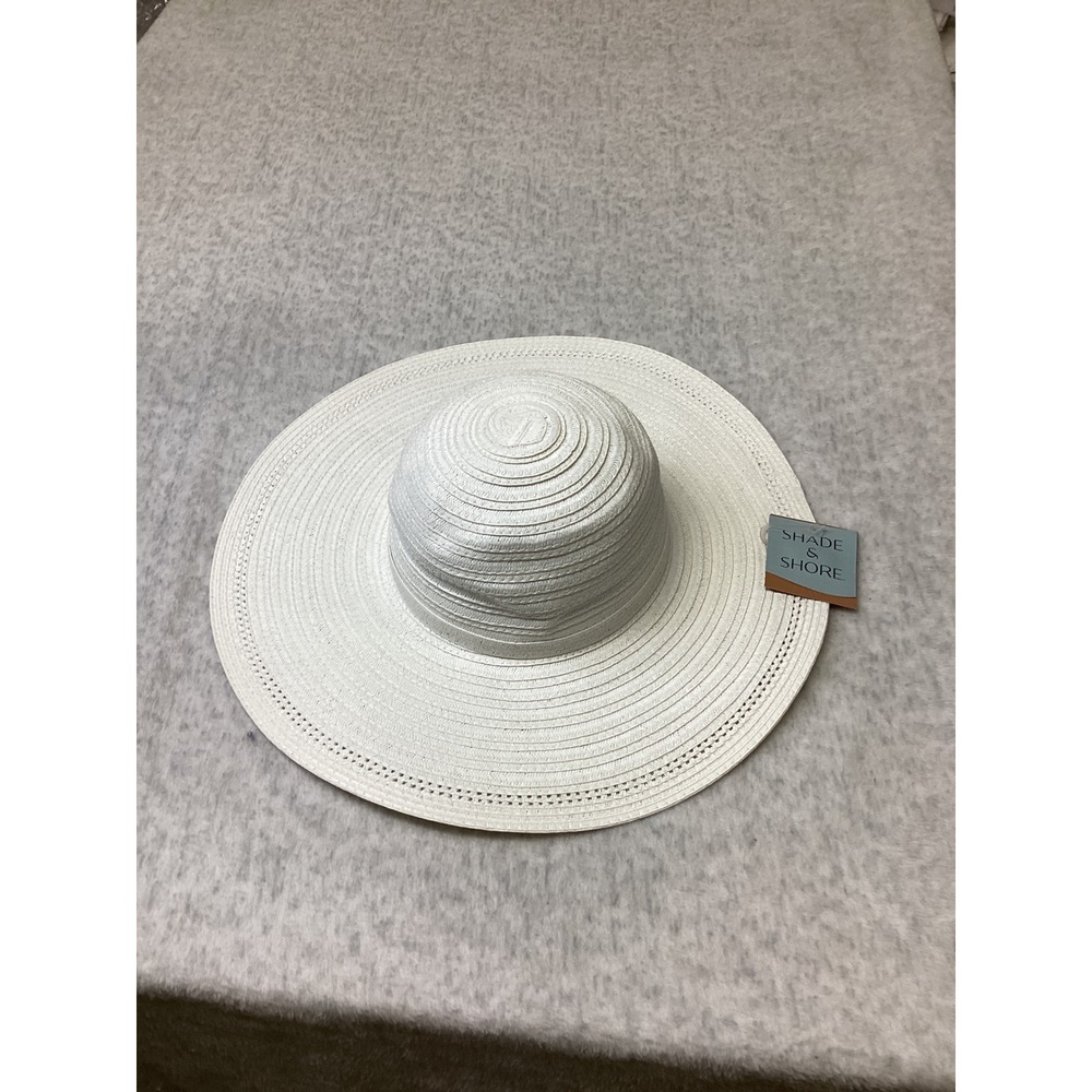 Shade & Shore Womens White Wide Brim Adjustable Sun Hat HW04182330JL NEW